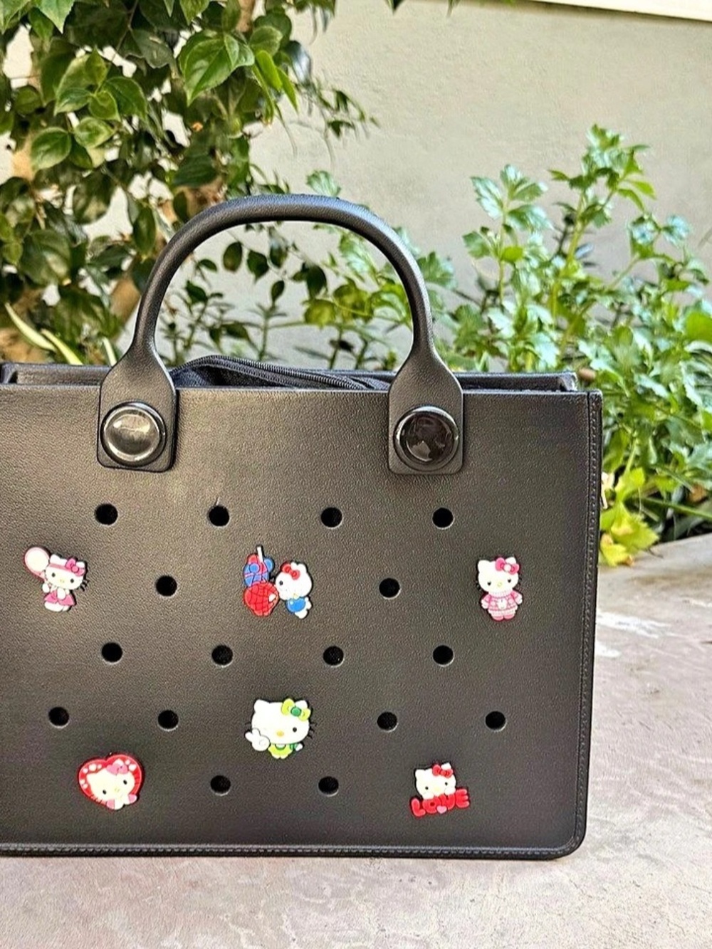Black Perforated Tote Bag